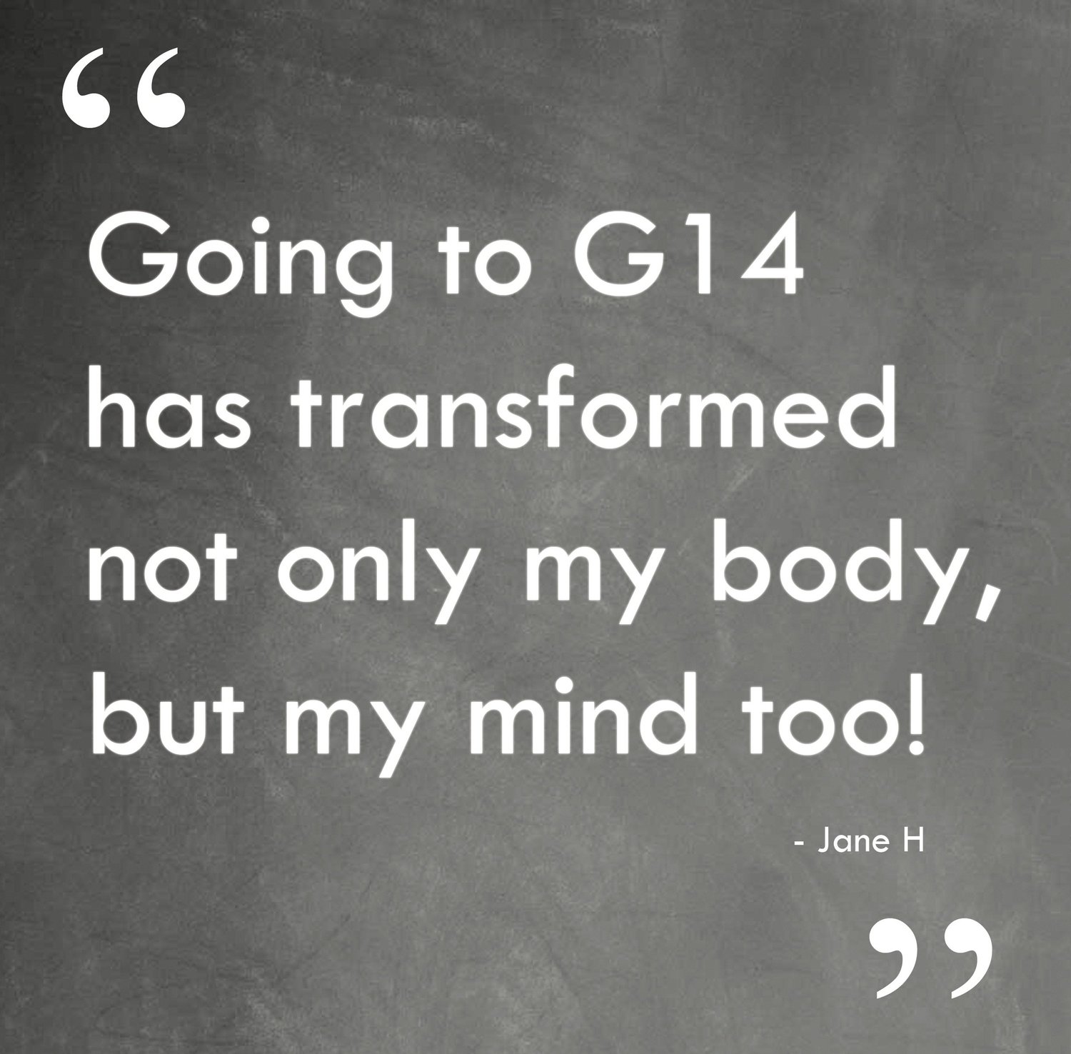 Client testimonial quote card from a G14 member