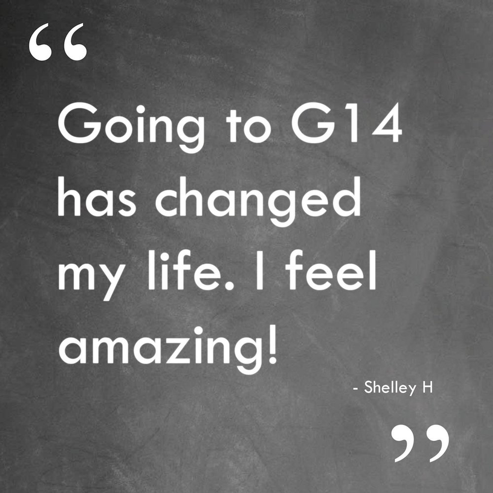 Client testimonial quote card from a G14 member